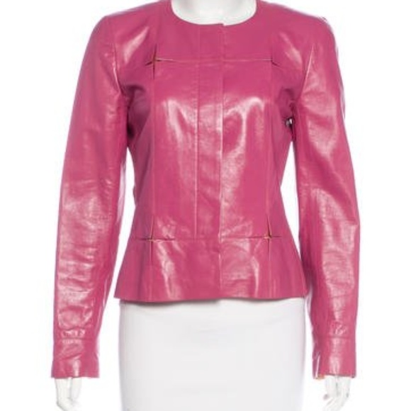 CHANEL Jackets & Blazers - Authentic CHANEL COLLARLESS LEATHER JACKET
